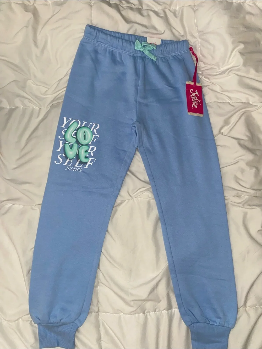 Justice Blue Graphic Joggers & Pink-Orange Ombre Sweatpants Set